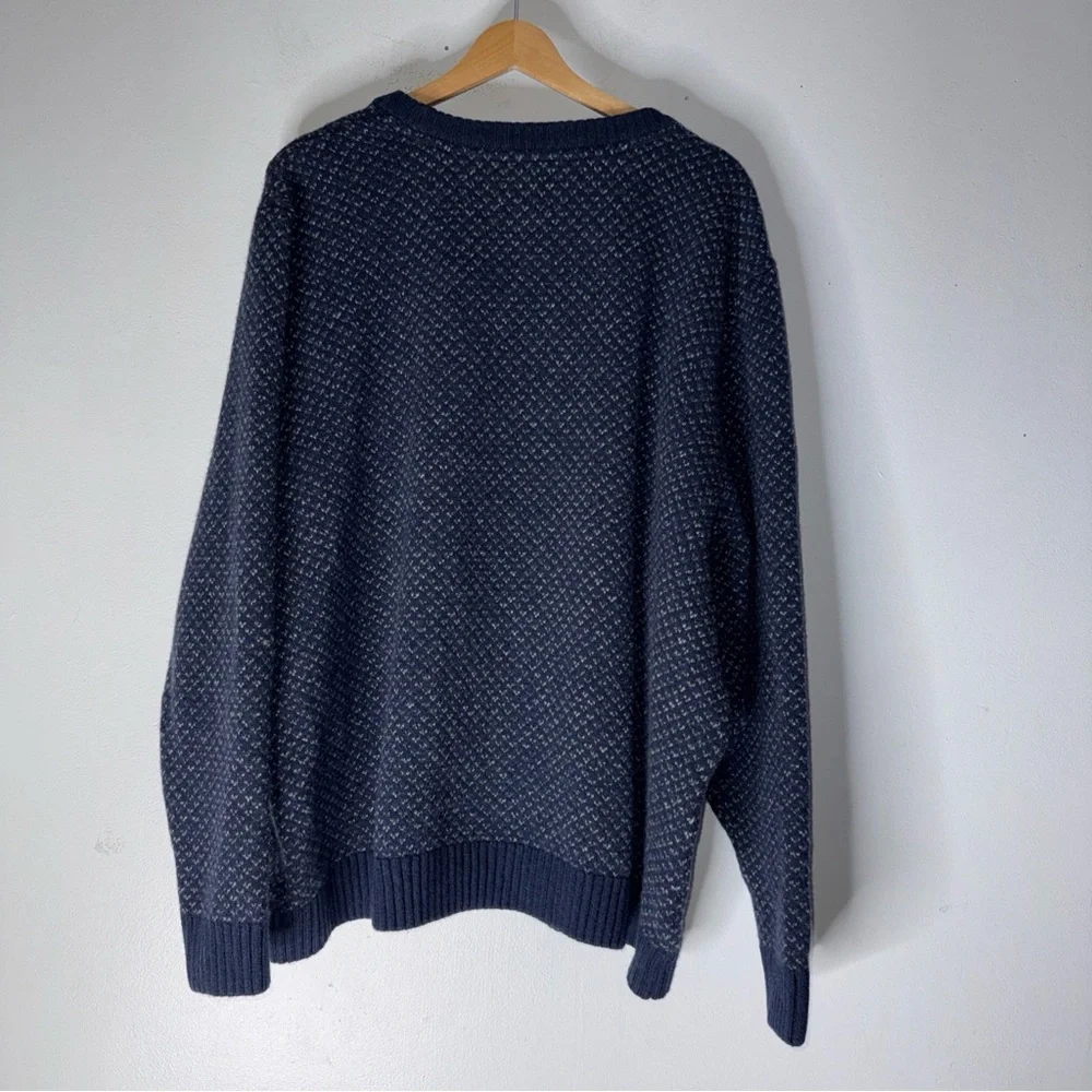Duluth Trading Co Navy White Speck‎ Lambswool Crew Neck Sweater Men’s 2xlt